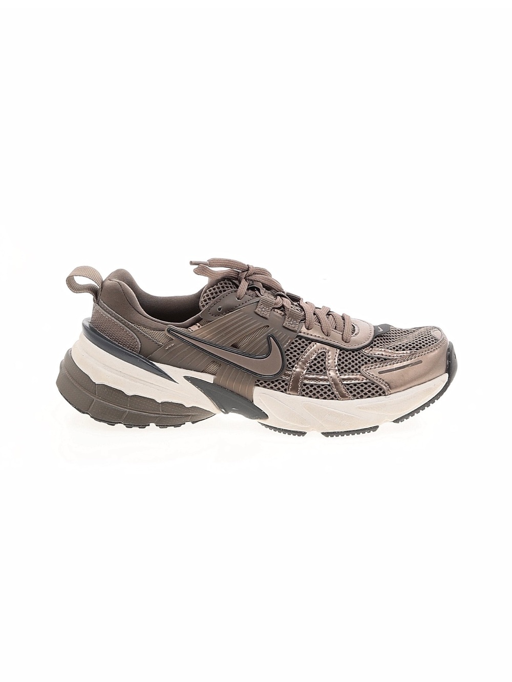 Nike Women’s V2K mink Brown metallic Mesh Trail-Style Sneaker